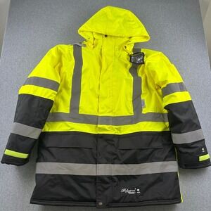 Viking Parka Mens XL Freezer Insulated Journeyman 300D Green Reflective Hi-Vis